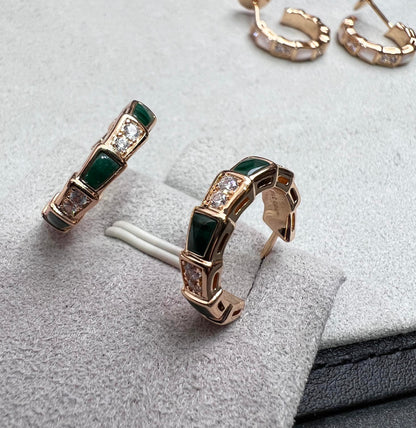[BLUE TEARS]SERPENTI MALACHITE PINK GOLD EARRINGS