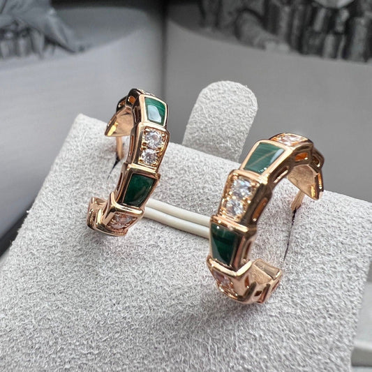 [BLUE TEARS]SERPENTI MALACHITE PINK GOLD EARRINGS