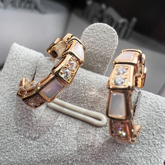 [BLUE TEARS]SERPENTI MOP PINK GOLD EARRINGS