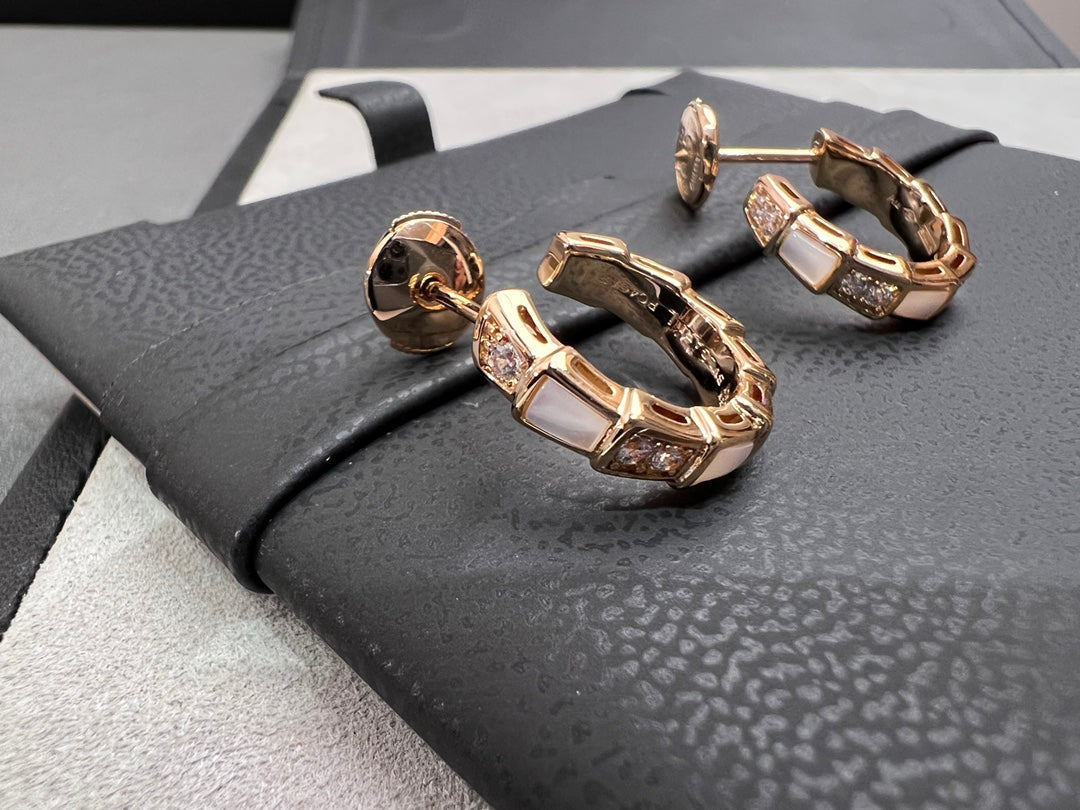 [BLUE TEARS]SERPENTI MOP PINK GOLD EARRINGS