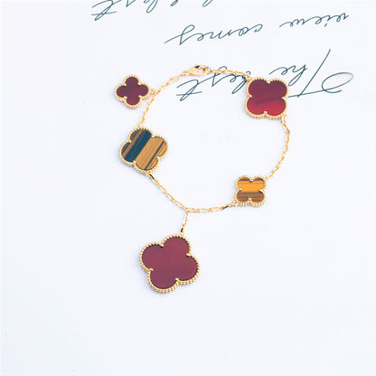 [BLAUE TRÄNEN]KLEE-ARMBAND 5 MOTIVE KARNEOL TIGERAUGE