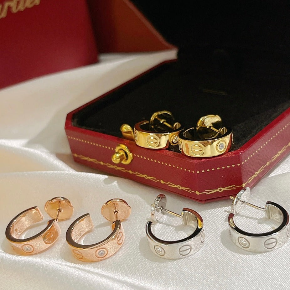 [Blue Tears Jewelry]LOVE EARRINGS 5.7MM 2 DIAMONDS