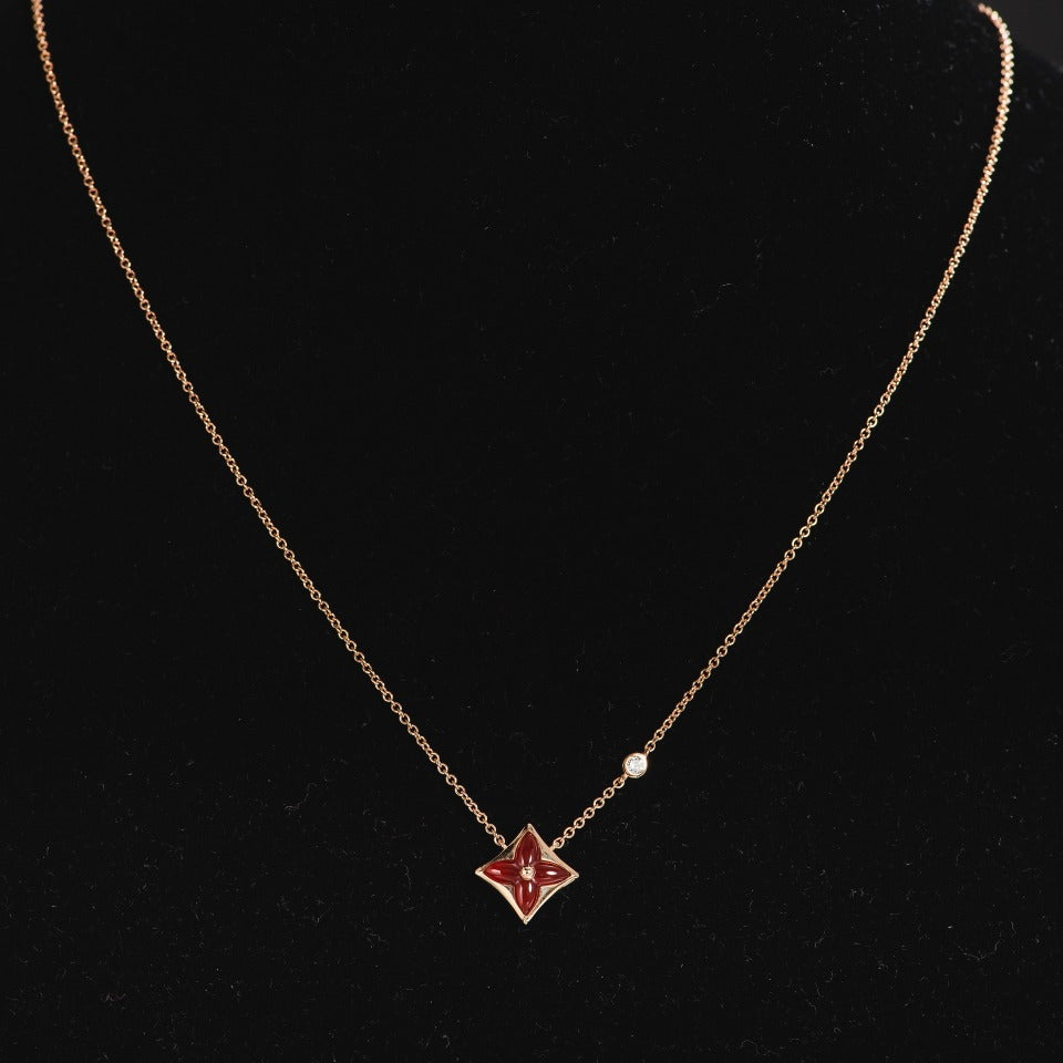 [BLUE TEARS]STAR NECKLACE PINK GOLD 1 DIAMOND