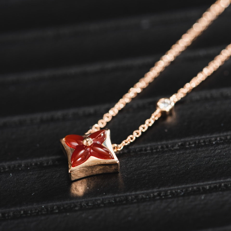 [BLUE TEARS]STAR NECKLACE PINK GOLD 1 DIAMOND
