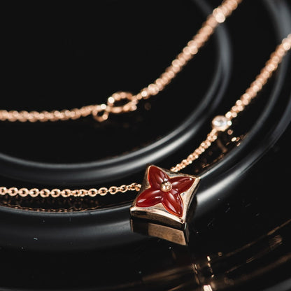 [BLUE TEARS]STAR NECKLACE PINK GOLD 1 DIAMOND