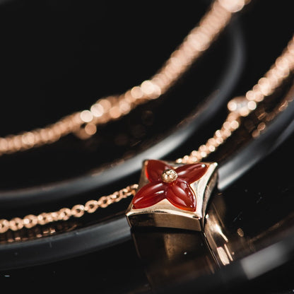 [BLUE TEARS]STAR NECKLACE PINK GOLD 1 DIAMOND