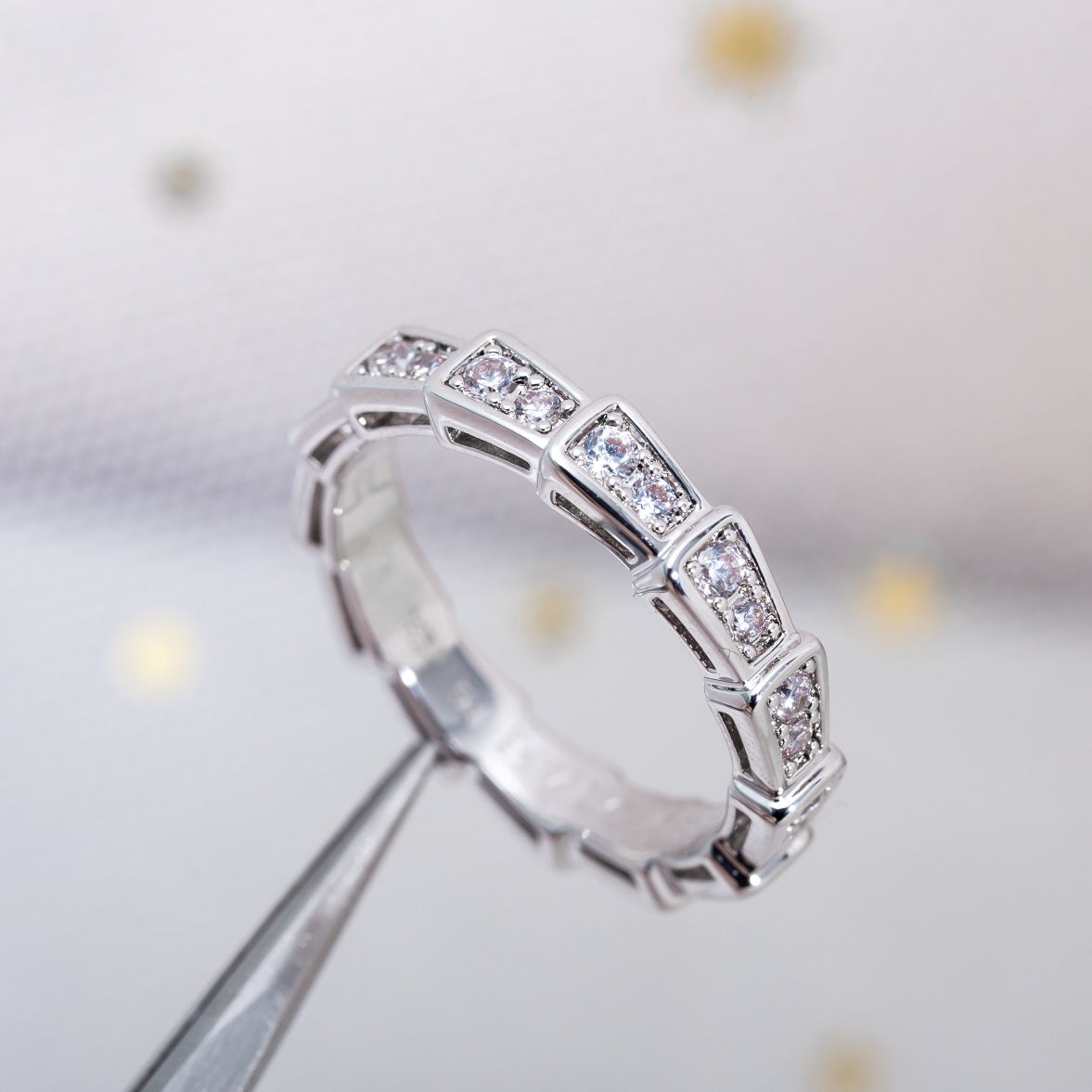[BLUE TEARS]SERPENTI RING SILVER DIAMOND PAVED 3MM