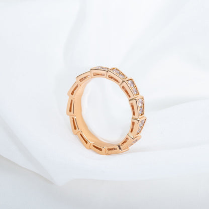 [BLUE TEARS]SERPENTI RING PINK GOLD DIAMOND PAVED 3MM
