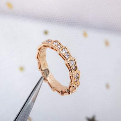 [BLUE TEARS]SERPENTI RING PINK GOLD DIAMOND PAVED 3MM
