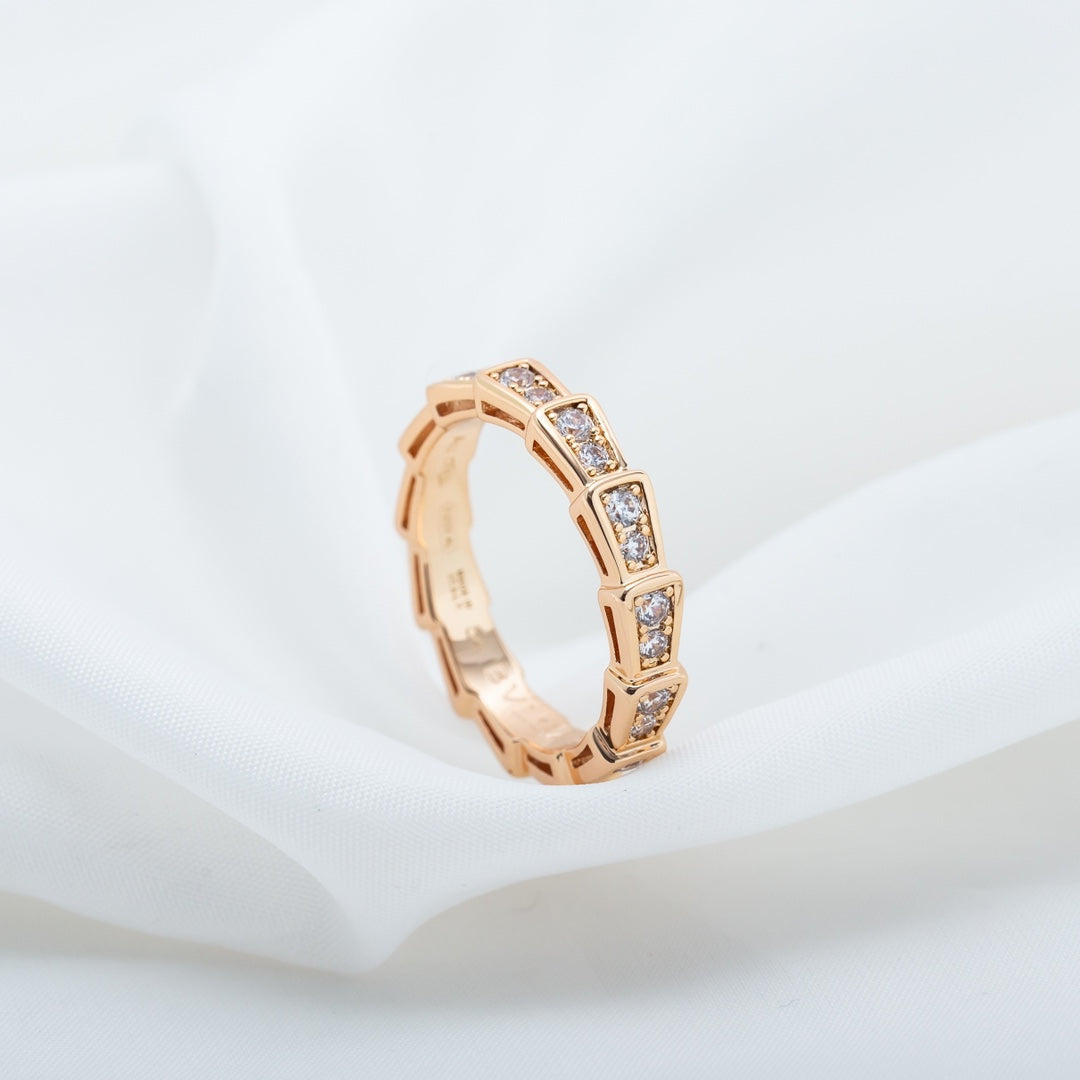 [BLUE TEARS]SERPENTI RING PINK GOLD DIAMOND PAVED 3MM
