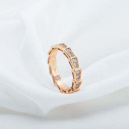 [BLUE TEARS]SERPENTI RING PINK GOLD DIAMOND PAVED 3MM