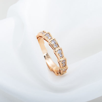 [BLUE TEARS]SERPENTI RING PINK GOLD DIAMOND PAVED 3MM