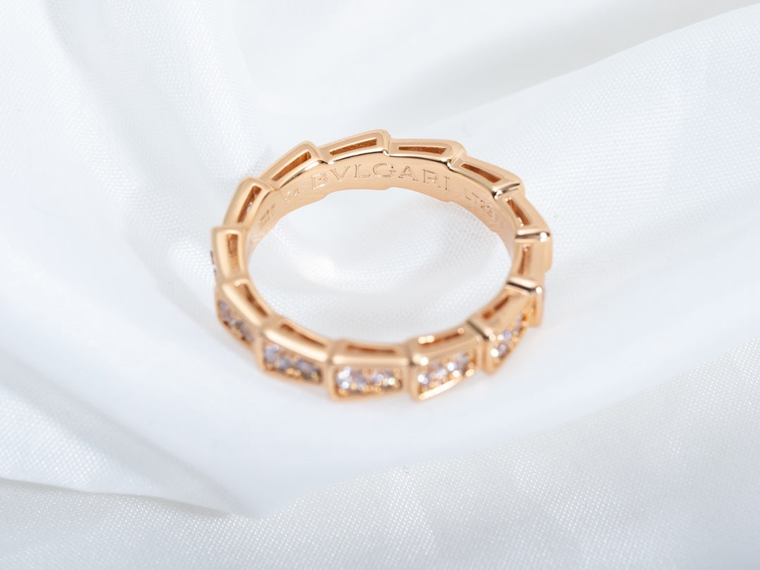 [BLUE TEARS]SERPENTI RING PINK GOLD DIAMOND PAVED 3MM