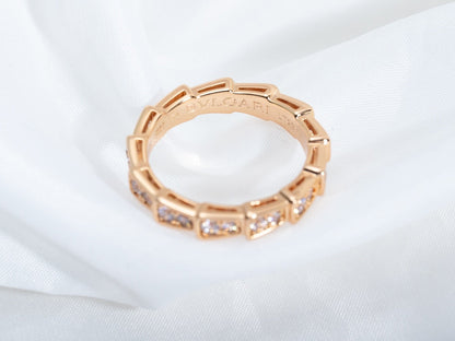 [BLUE TEARS]SERPENTI RING PINK GOLD DIAMOND PAVED 3MM