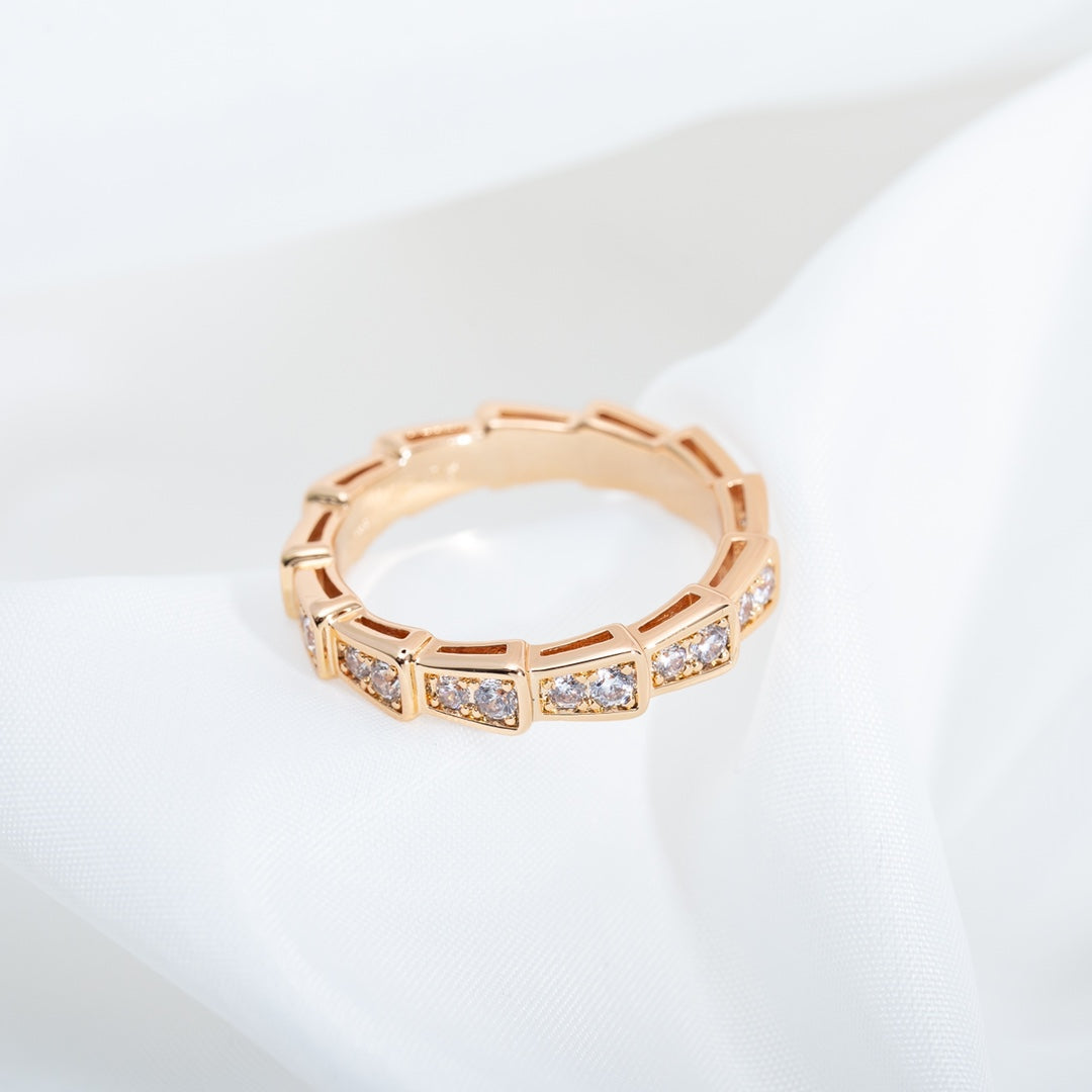[BLUE TEARS]SERPENTI RING PINK GOLD DIAMOND PAVED 3MM