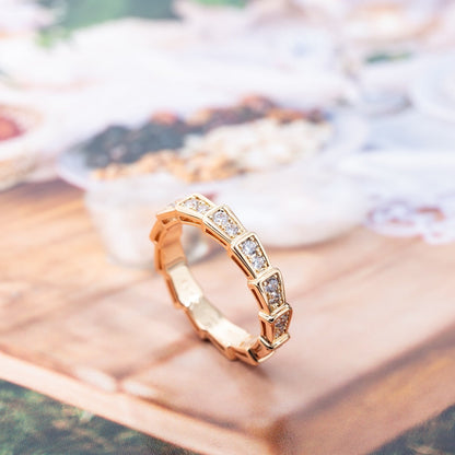 [BLUE TEARS]SERPENTI RING PINK GOLD DIAMOND PAVED 3MM