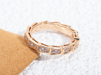 [BLUE TEARS]SERPENTI RING PINK GOLD DIAMOND PAVED 3MM