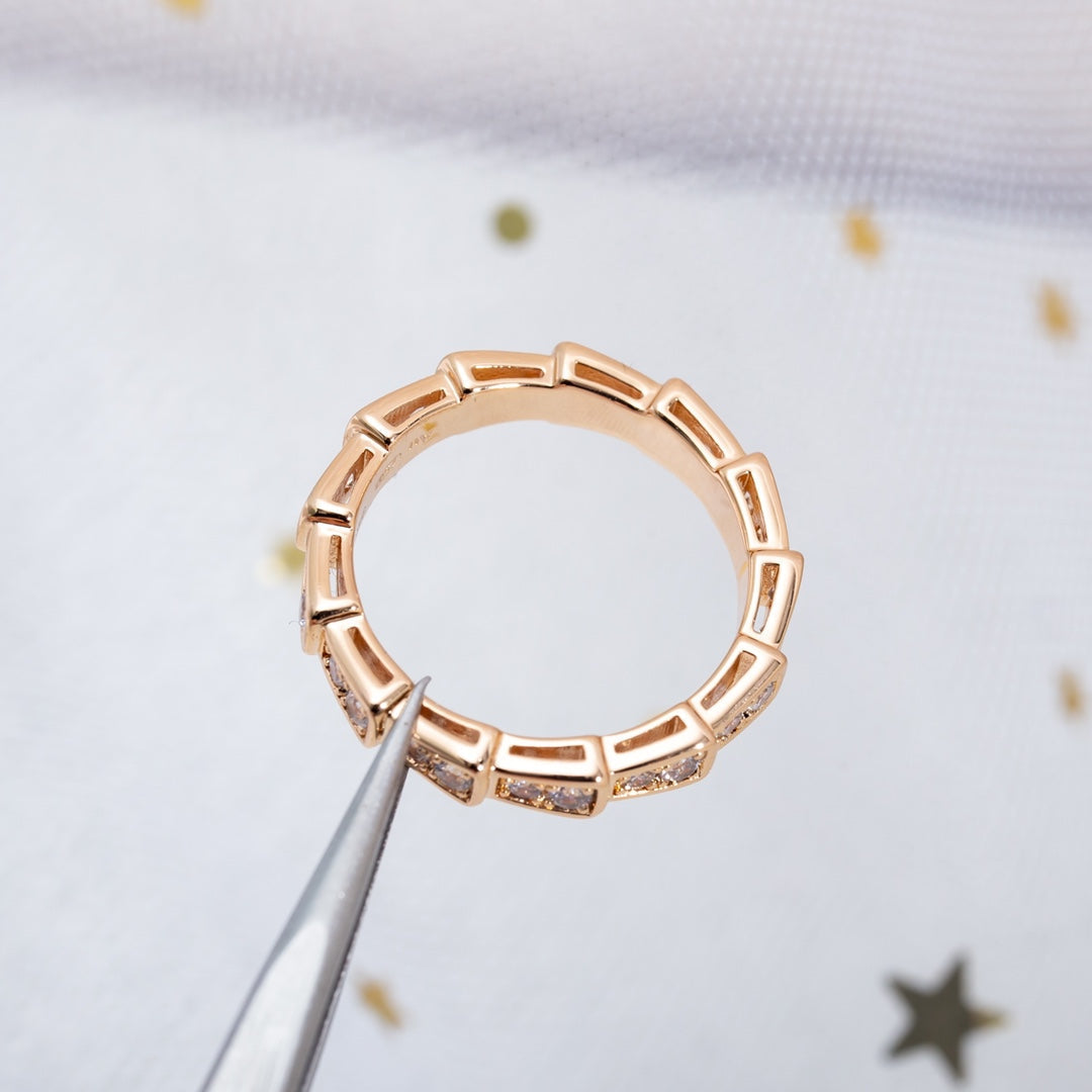 [BLUE TEARS]SERPENTI RING PINK GOLD DIAMOND PAVED 3MM