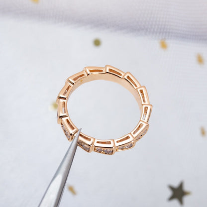[BLUE TEARS]SERPENTI RING PINK GOLD DIAMOND PAVED 3MM