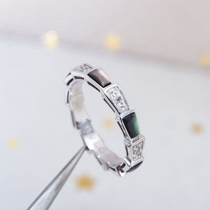 [BLUE TEARS]SERPENTI RING SILVER  DIAMOND BLACK MOP 3MM