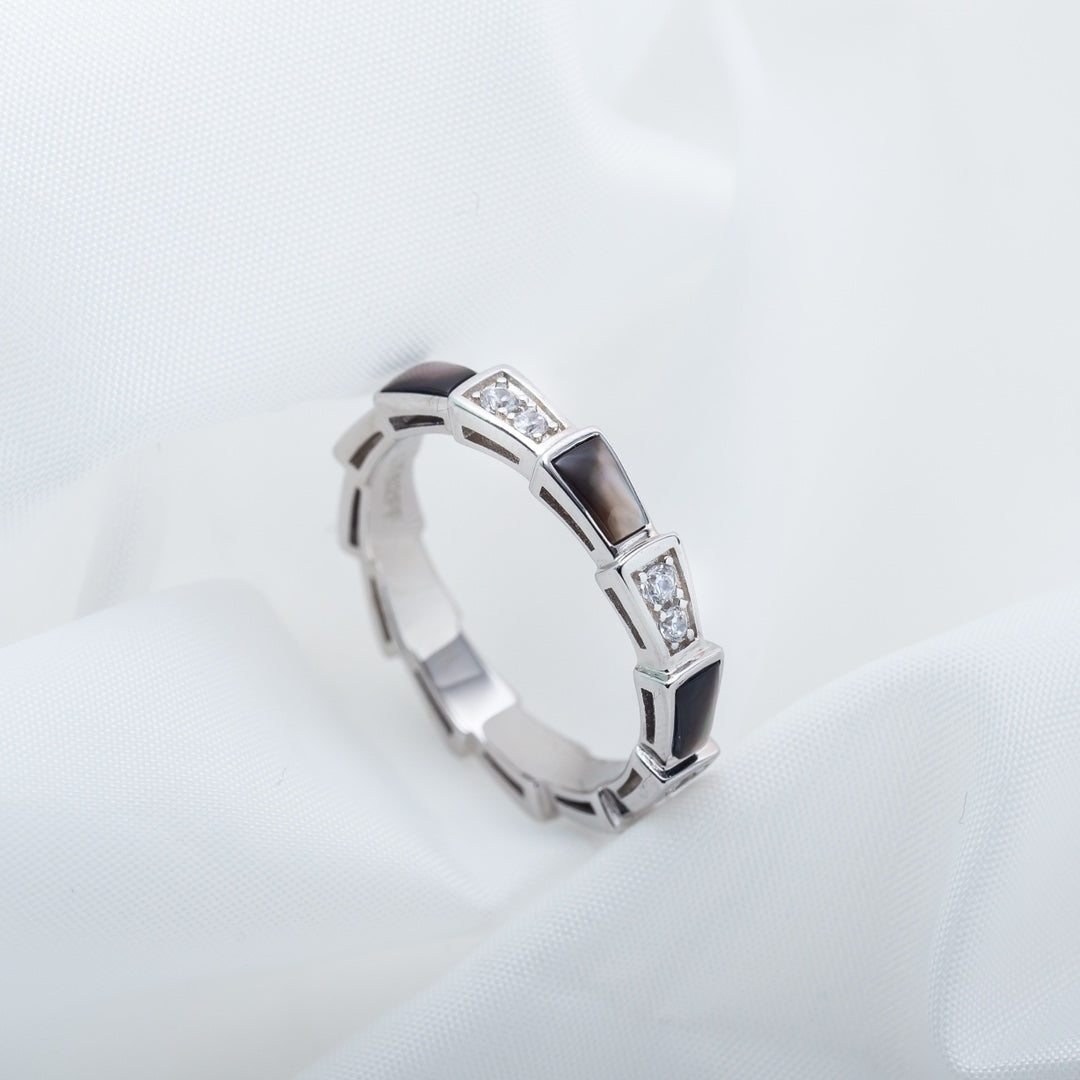 [BLUE TEARS]SERPENTI RING SILVER  DIAMOND BLACK MOP 3MM