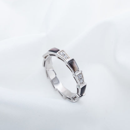 [BLUE TEARS]SERPENTI RING SILVER  DIAMOND BLACK MOP 3MM