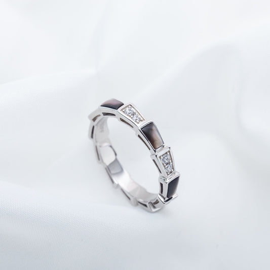 [BLUE TEARS]SERPENTI RING SILVER  DIAMOND BLACK MOP 3MM