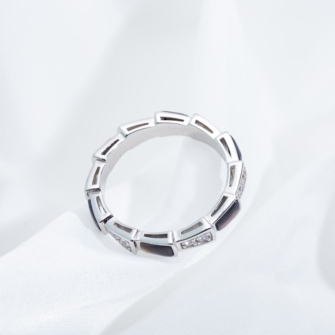 [BLUE TEARS]SERPENTI RING SILVER  DIAMOND BLACK MOP 3MM