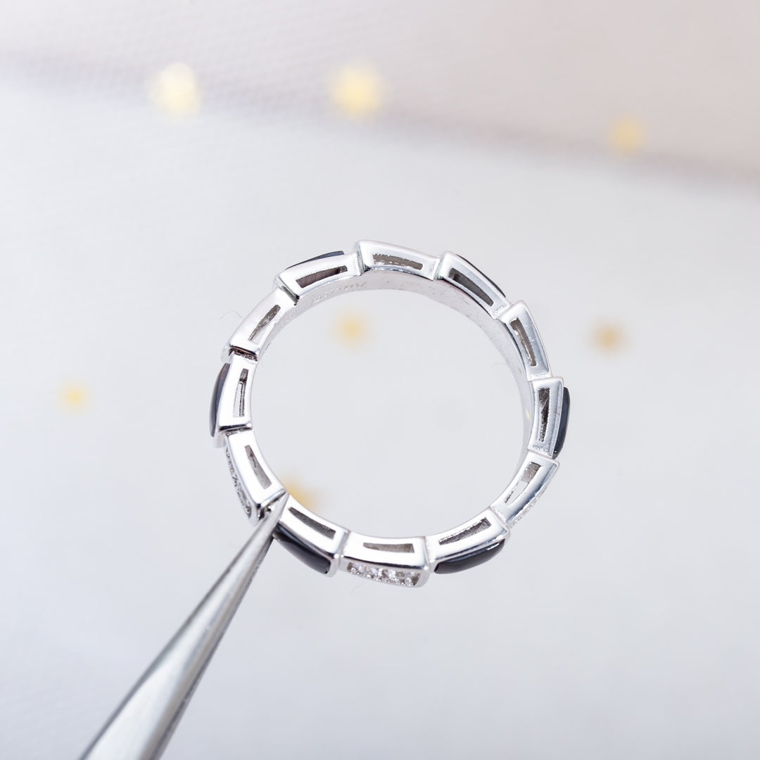 [BLUE TEARS]SERPENTI RING SILVER  DIAMOND BLACK MOP 3MM