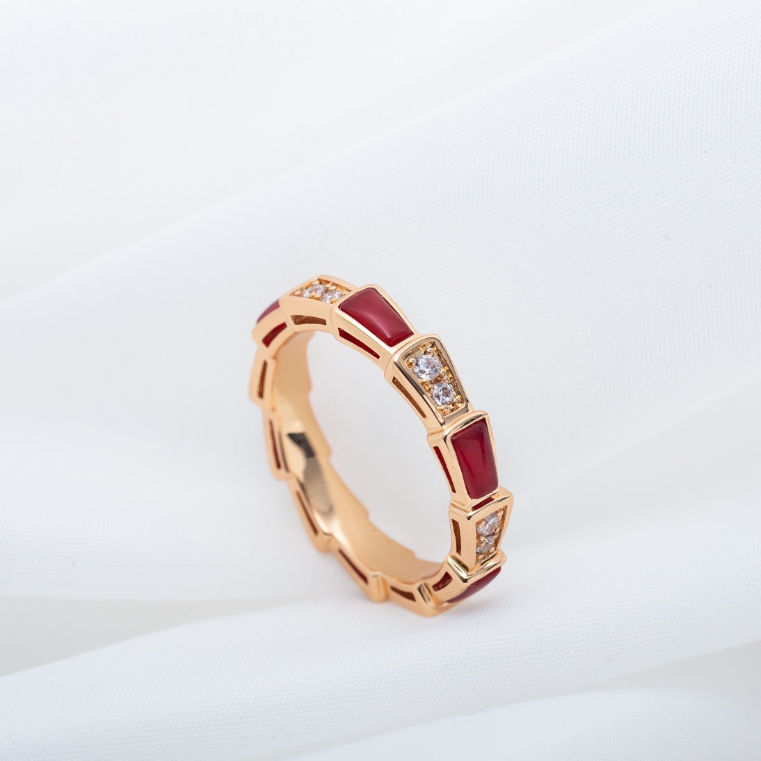[BLUE TEARS]SERPENTI RING PINK GOLD CARNELIAN DIAMOND 3MM