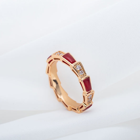 [BLUE TEARS]SERPENTI RING PINK GOLD CARNELIAN DIAMOND 3MM