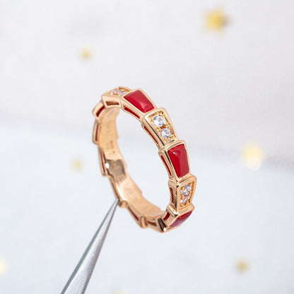 [BLUE TEARS]SERPENTI RING PINK GOLD CARNELIAN DIAMOND 3MM