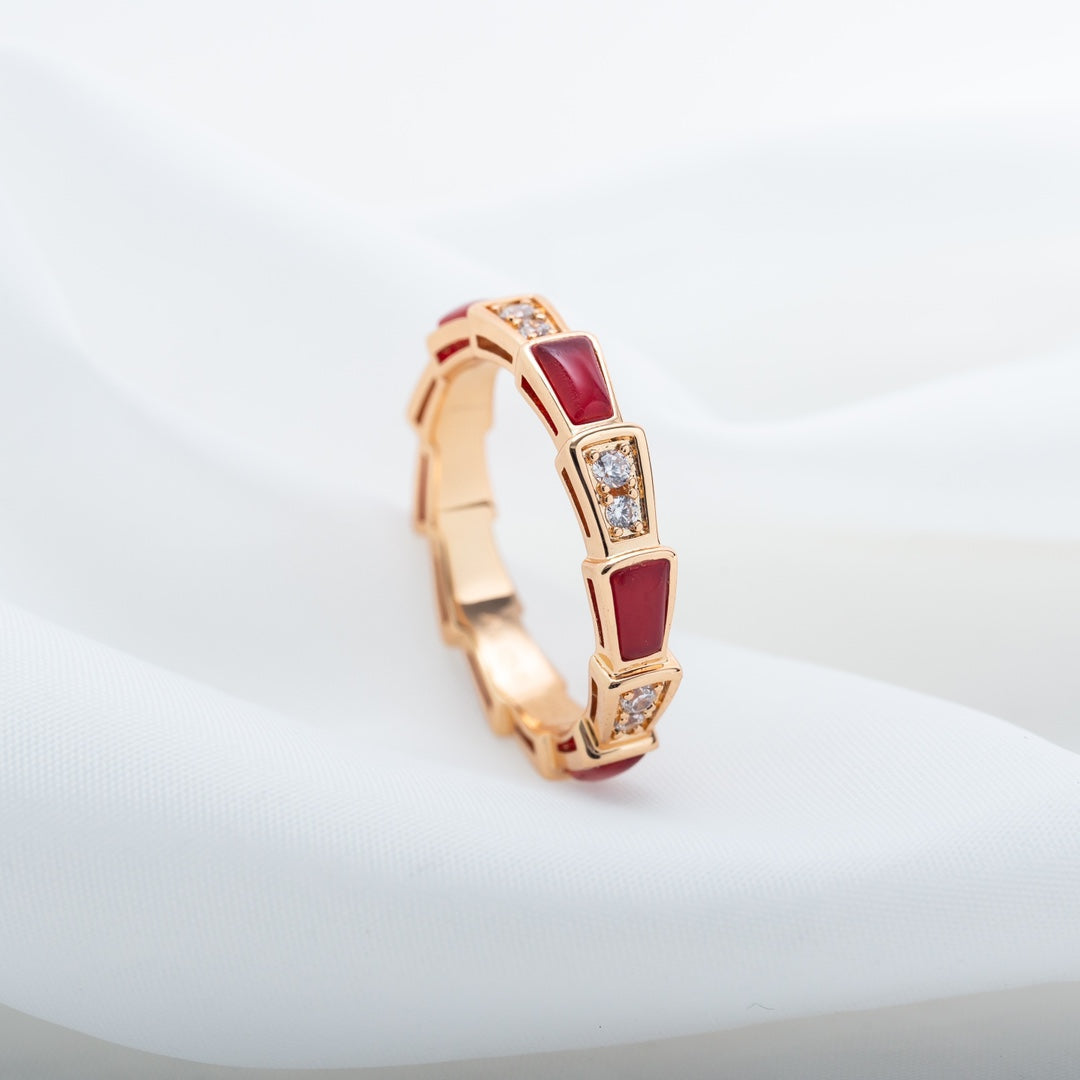 [BLUE TEARS]SERPENTI RING PINK GOLD CARNELIAN DIAMOND 3MM
