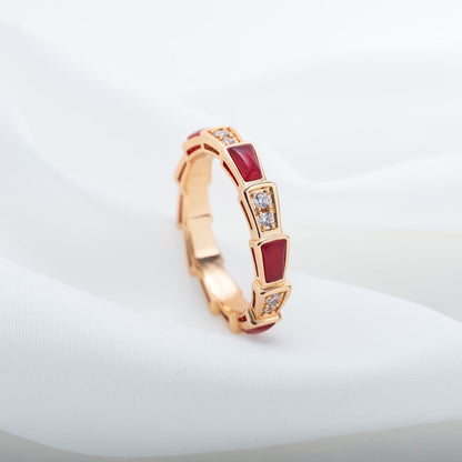 [BLUE TEARS]SERPENTI RING PINK GOLD CARNELIAN DIAMOND 3MM