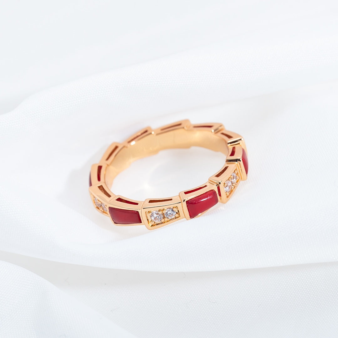 [BLUE TEARS]SERPENTI RING PINK GOLD CARNELIAN DIAMOND 3MM