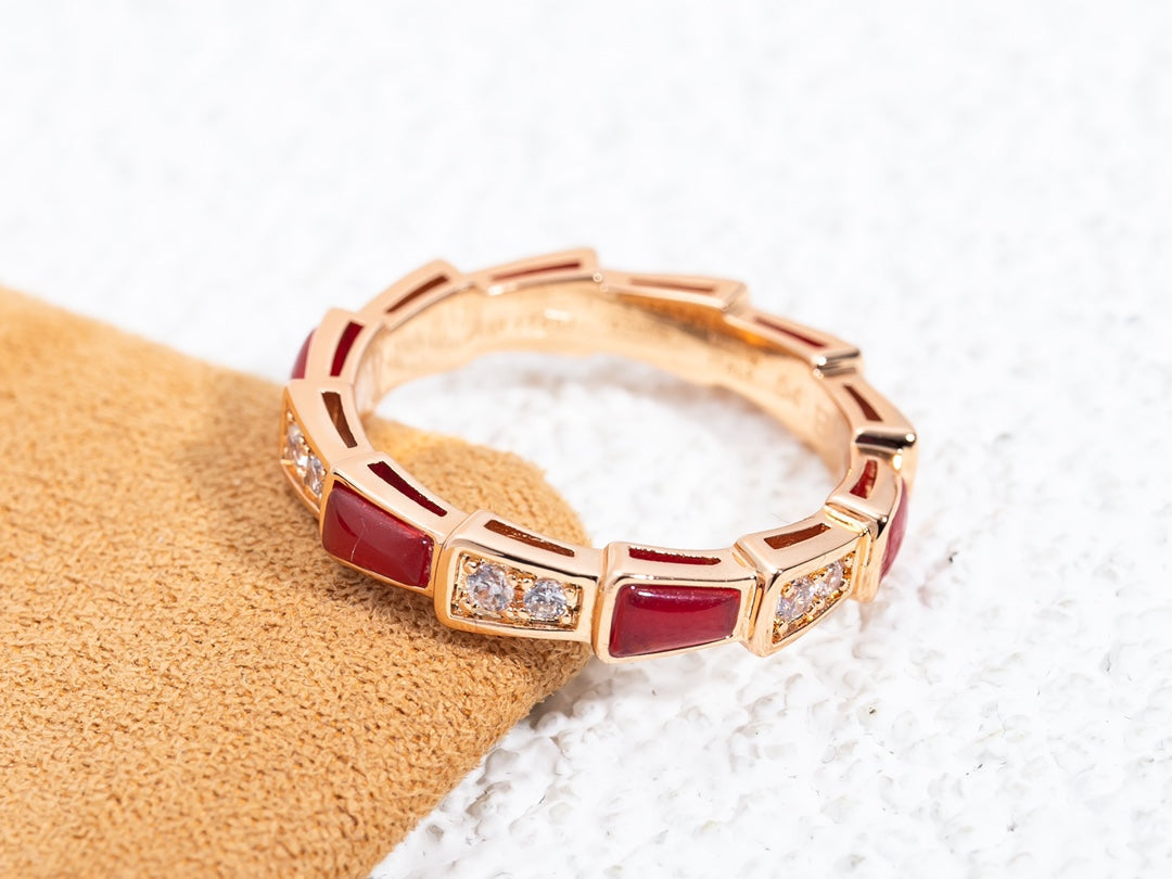[BLUE TEARS]SERPENTI RING PINK GOLD CARNELIAN DIAMOND 3MM