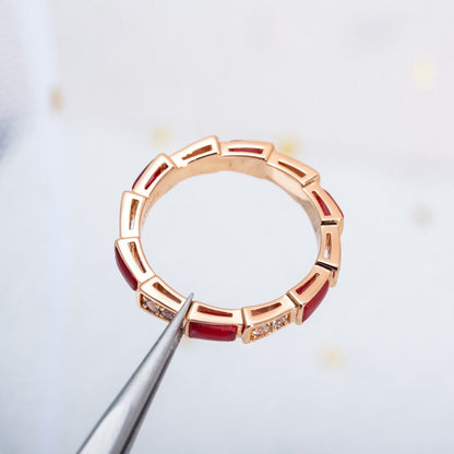 [BLUE TEARS]SERPENTI RING PINK GOLD CARNELIAN DIAMOND 3MM