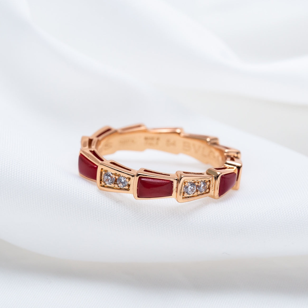 [BLUE TEARS]SERPENTI RING PINK GOLD CARNELIAN DIAMOND 3MM