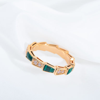 [BLUE TEARS]SERPENTI RING PINK GOLD MALACHITE DIAMOND 3MM