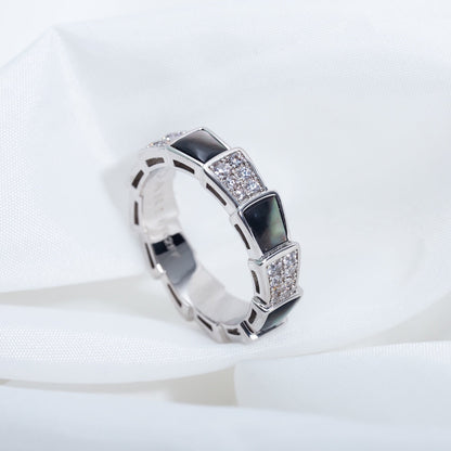 [BLUE TEARS]SERPENTI RING SILVER DIAMOND BLACK MOP 4MM