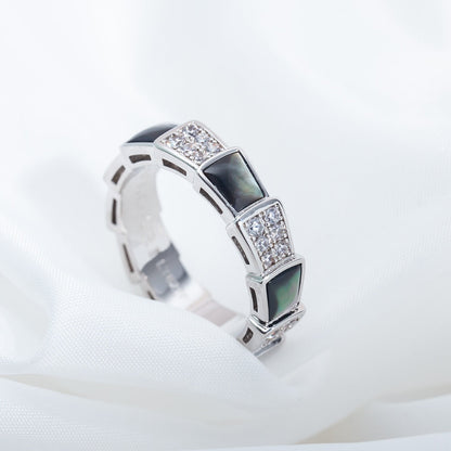 [BLUE TEARS]SERPENTI RING SILVER DIAMOND BLACK MOP 4MM