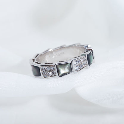 [BLUE TEARS]SERPENTI RING SILVER DIAMOND BLACK MOP 4MM