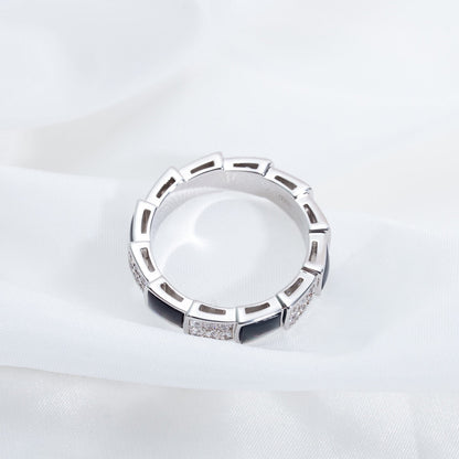 [BLUE TEARS]SERPENTI RING SILVER DIAMOND BLACK MOP 4MM