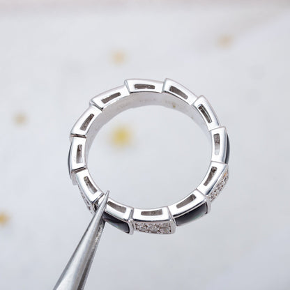 [BLUE TEARS]SERPENTI RING SILVER DIAMOND BLACK MOP 4MM