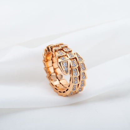 [BLUE TEARS]SERPENTI RING PINK GOLD DIAMOND DOUBLE ROW
