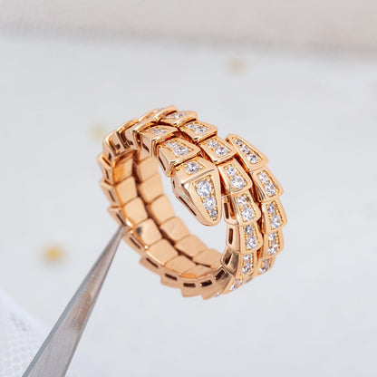 [BLUE TEARS]SERPENTI RING PINK GOLD DIAMOND DOUBLE ROW