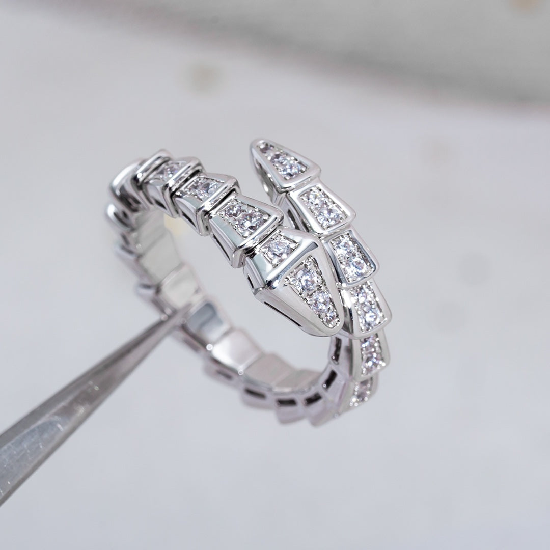 [BLUE TEARS]SERPENTI RING SILVER DIAMOND PAVED 4MM
