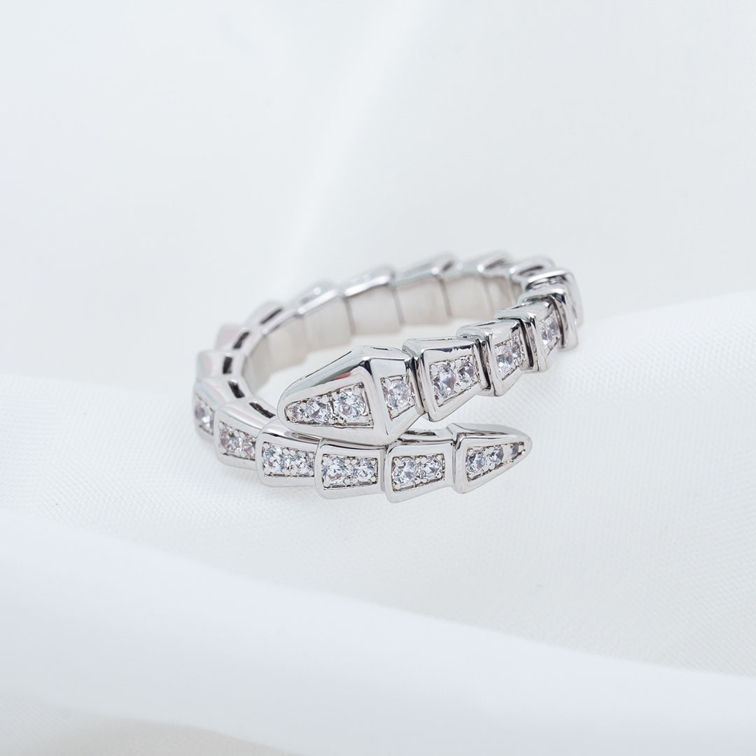 [BLUE TEARS]SERPENTI RING SILVER DIAMOND PAVED 4MM