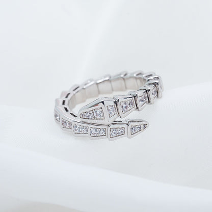[BLUE TEARS]SERPENTI RING SILVER DIAMOND PAVED 4MM