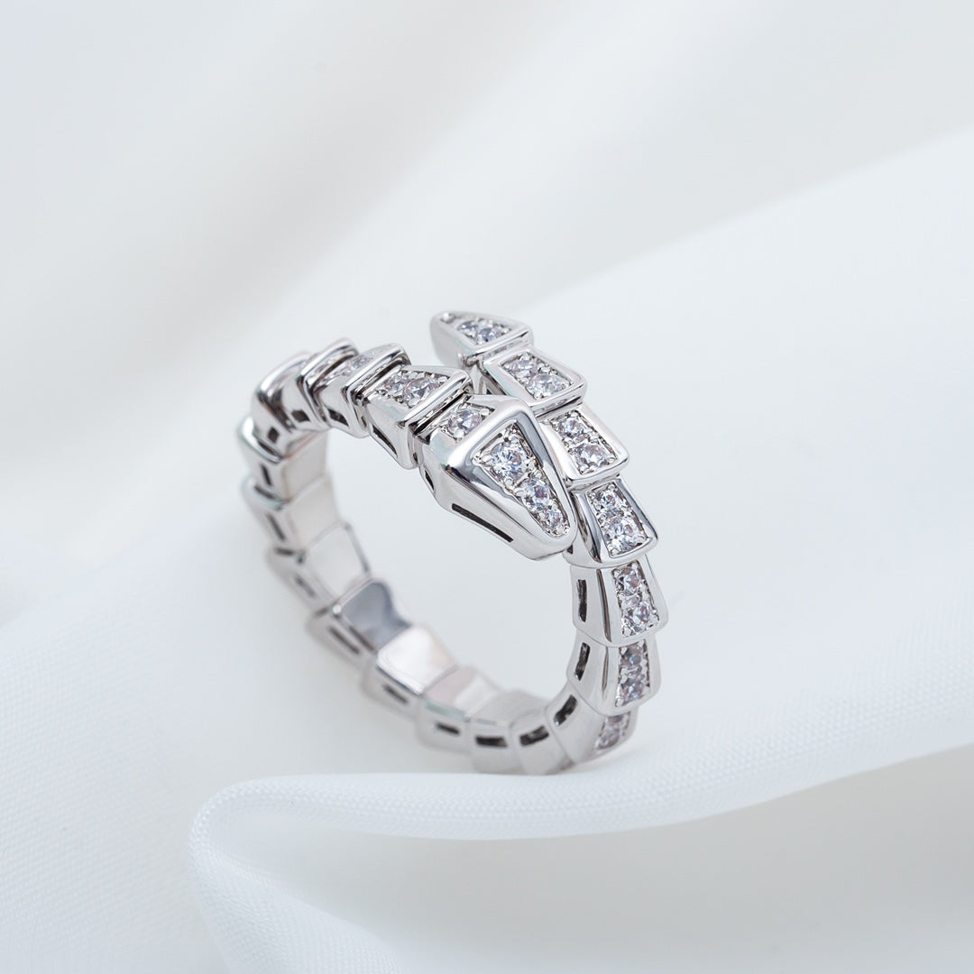 [BLUE TEARS]SERPENTI RING SILVER DIAMOND PAVED 4MM